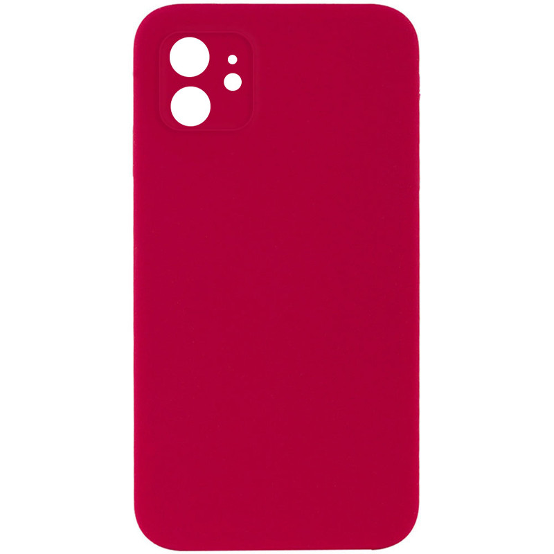 Silicone Case Square Full Camera Protective (AA) NOLOGO для Apple iPhone 11 (6.1") (Красный / Rose Red)