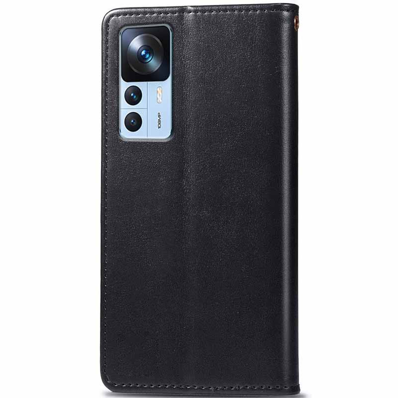 Фото Кожаный чехол-книжка GETMAN Gallant (PU) для Xiaomi 12T / 12T Pro (Черный) на vchehle.ua