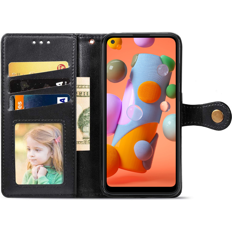 Фото Кожаный чехол-книжка GETMAN Gallant (PU) для Samsung Galaxy A11 (Черный) на vchehle.ua