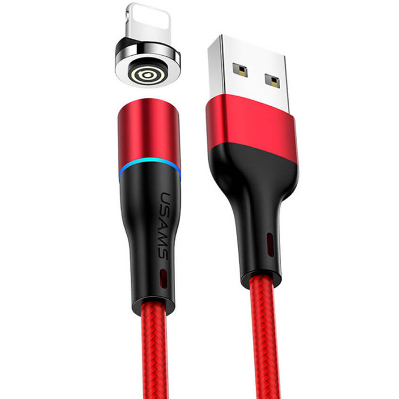Дата кабель USAMS US-SJ352 U32 Magnetic USB to Lightning (1m) (2.4A) (Красный)