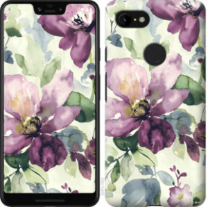 Чехол Цветы акварелью для Google Pixel 3 XL