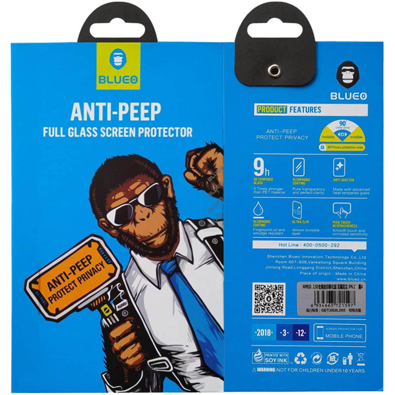 Фото Защитное 3D стекло Blueo Anti-peep Series для Apple iPhone 11 Pro / X / XS (5.8") (Черное) в магазине vchehle.ua