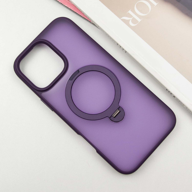 Фото TPU+PC чехол Metal Buttons with Magnetic Safe Colorful HQ Ring для Apple iPhone 16 Pro Max (6.9") (Purple) на vchehle.ua