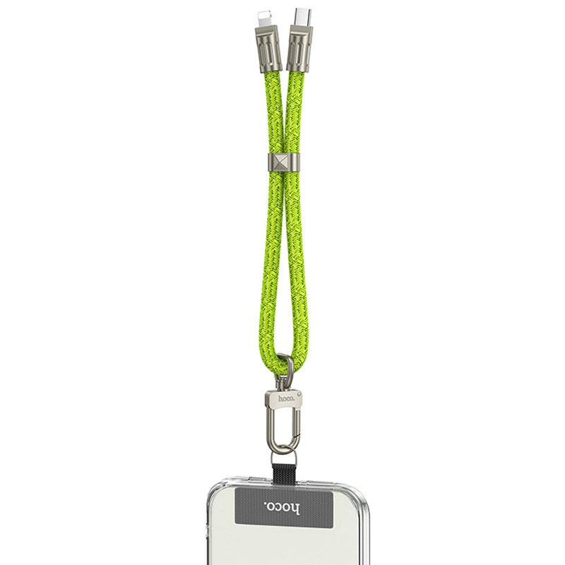 Фото Дата кабель-шнурок Hoco GH5 Elegant Type-C to Lightning (0.21m) (Fluorescent Green) в маназині vchehle.ua