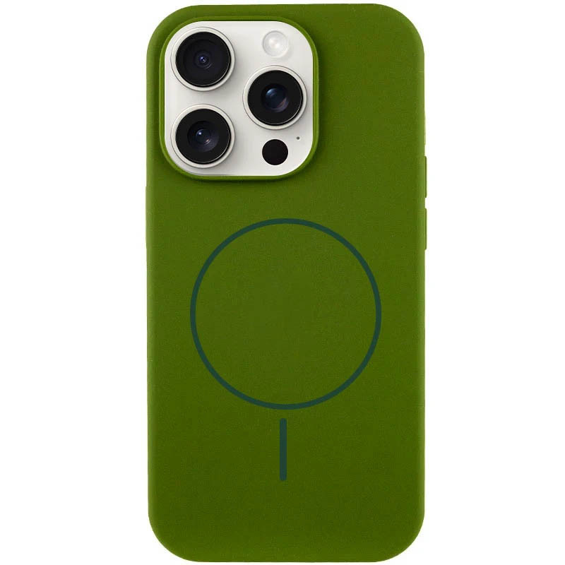 Чохол Silicone Case Full Protective (AA) NO LOGO with Magnetic Safe на Apple iPhone 14 Pro Max (6.7") (Зелений / Dark Olive)
