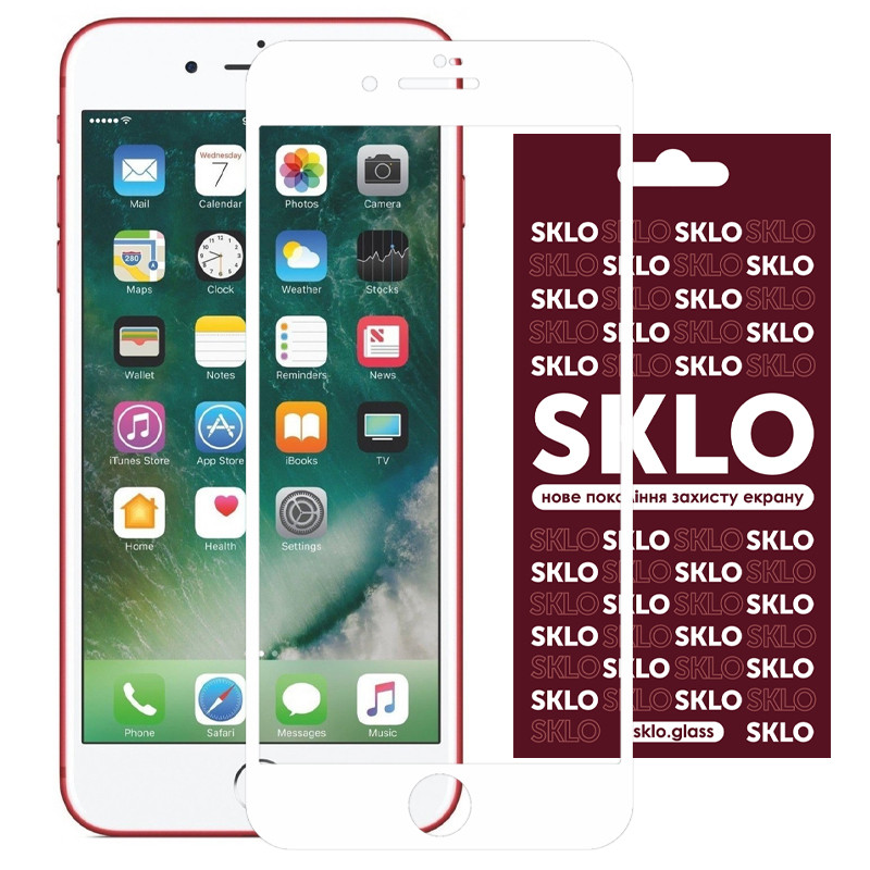 Защитное стекло SKLO 3D для Apple iPhone 7 / 8 / SE (2020) (4.7") (Белый)