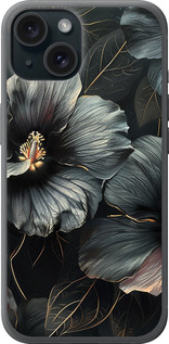 Чехол Черные цветы для iPhone 15