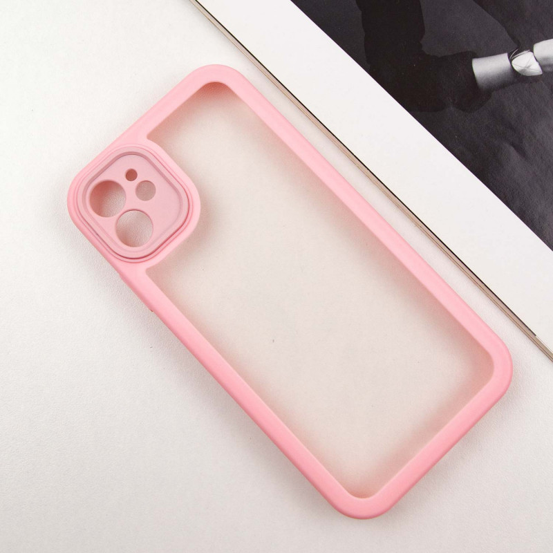 TPU чохол Transparent + Colour 1,5mm на Apple iPhone 12 (6.1") (Pink) в магазині vchehle.ua