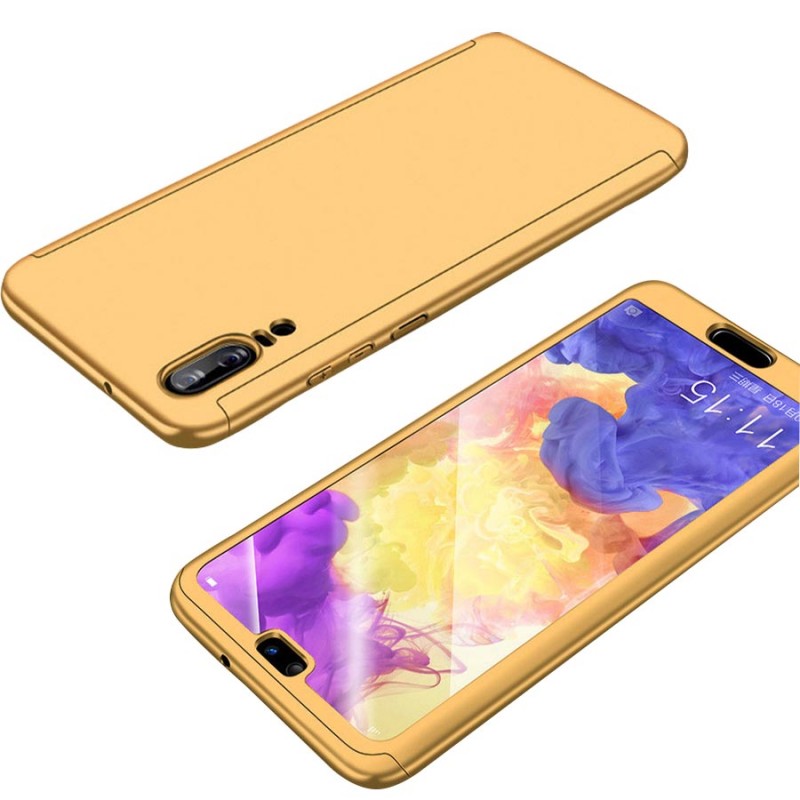Пластиковая накладка 360 (+ стекло) для Huawei P20 (Золотой)