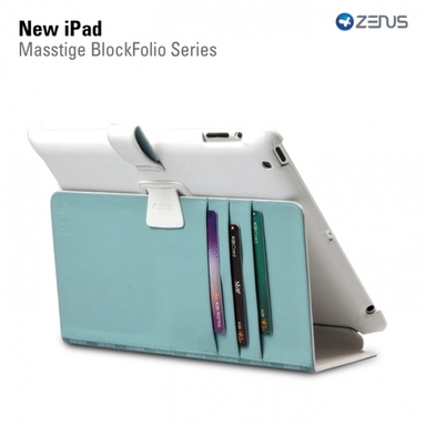 Купить * Кожаный чехол Zenus Masstige Block Folio Series для Apple IPAD 3/2 (Белый) на vchehle.ua