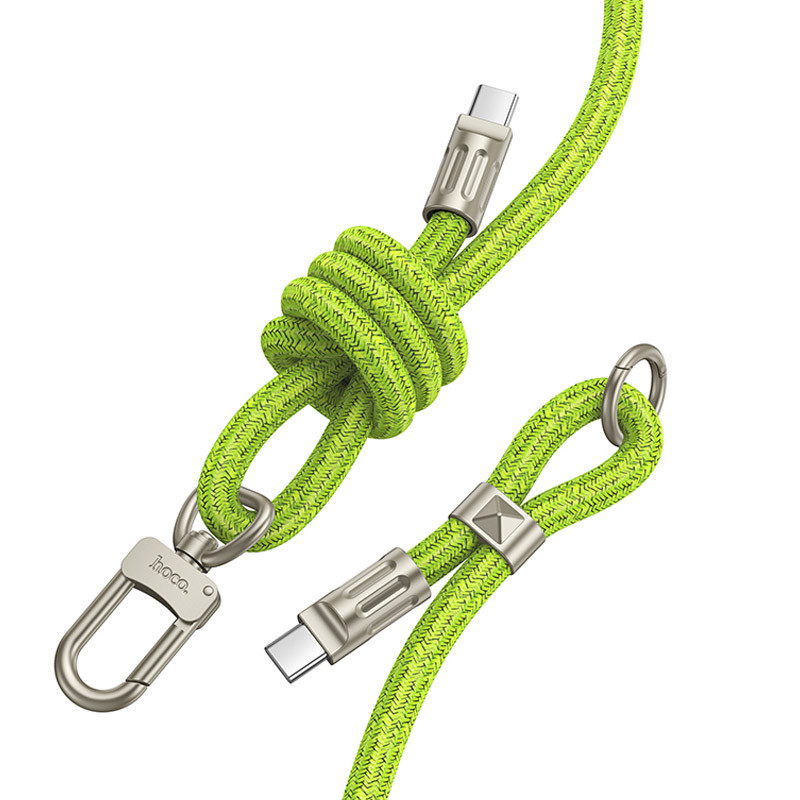 Фото Дата кабель-шнурок Hoco GH7 Elegant Type-C to Type-C (1.8m) (Fluorescent Green) на vchehle.ua