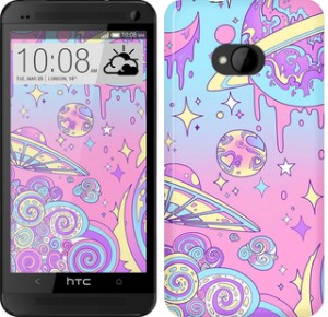 Чехол Розовая галактика для HTC One M7