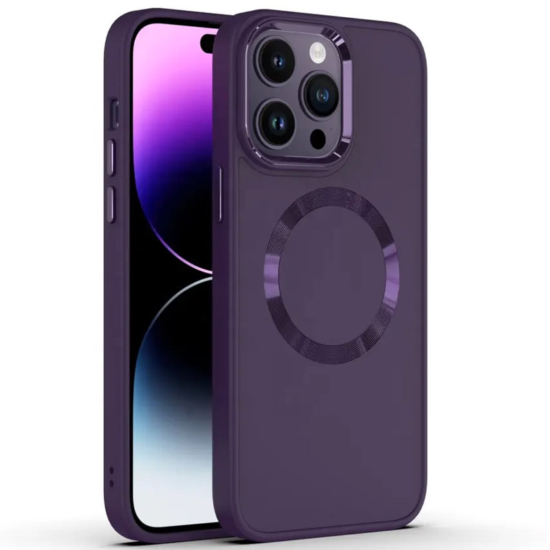 TPU чехол Bonbon Metal Style with Magnetic safe для Apple iPhone 15 Pro Max (6.7") (Фиолетовый / Dark Purple)