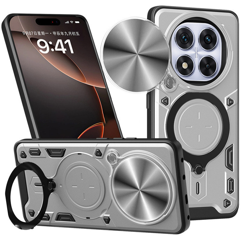 Удароміцний чохол Bracket case with Magnetic на Xiaomi Redmi Note 14 Pro 4G (Silver)