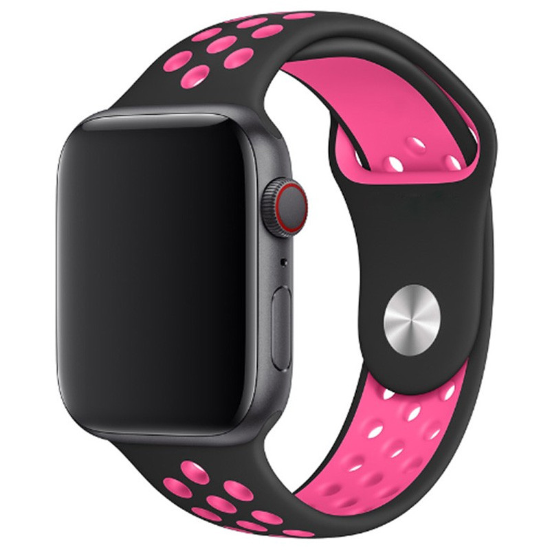 Силиконовый ремешок Sport+ для Apple Watch 38/40/41/42mm(ser.10) (black/pink)