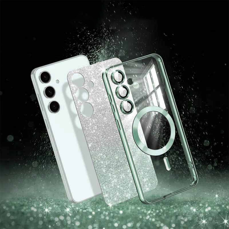 Фото TPU чохол Delight case with Magnetic Safe з захисними лінзами на камеру на Samsung Galaxy S25+ (Зелений / Green) на vchehle.ua