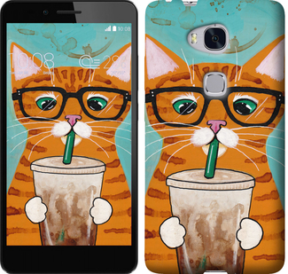 Чехол Зеленоглазый кот в очках для Huawei Honor 5X