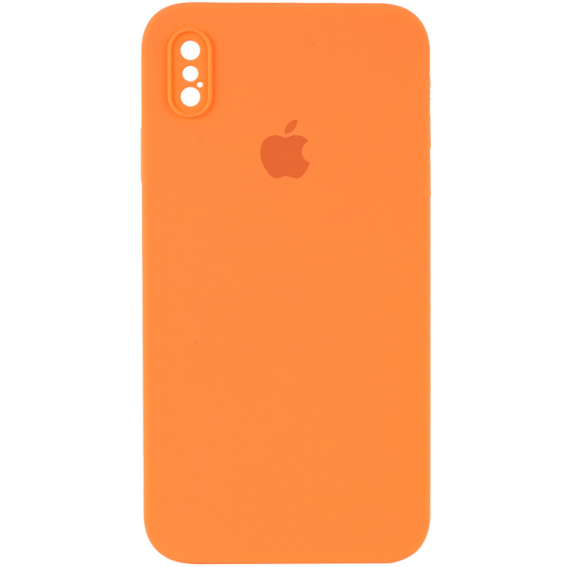 Чохол Silicone Case Square Full Camera Protective (AA) на Apple iPhone XS Max (6.5") (Эстетический дефект / Помаранчевий / Papaya)