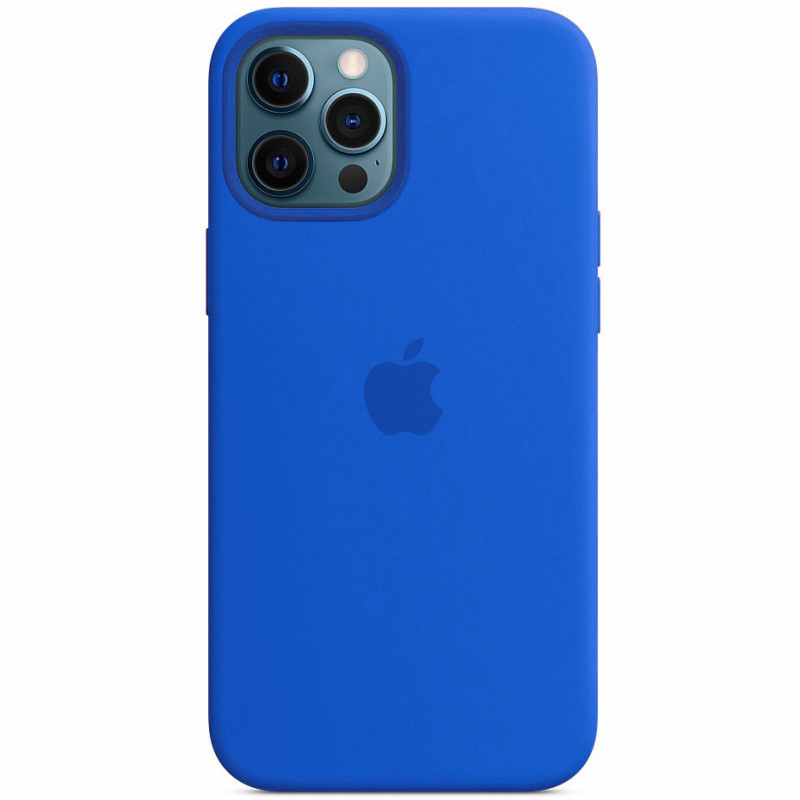 Чехол Silicone case (AAA) with Magsafe для Apple iPhone 12 Pro Max (6.7") (Синий / Capri Blue)