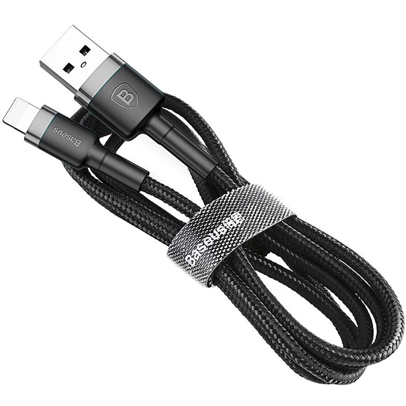 Фото Дата кабель Baseus Cafule Lightning Cable 2.4A (0.5m) (CALKLF-A) (Сірий / Чорний) на vchehle.ua