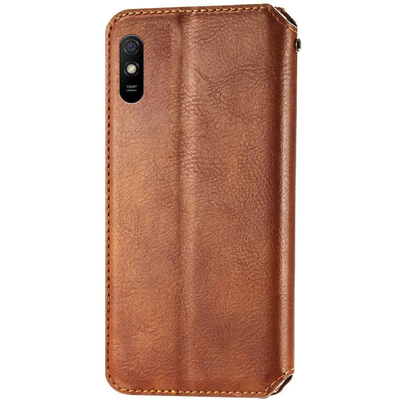 Купити Шкіряний чохол книжка GETMAN Cubic (PU) на Xiaomi Redmi 9A (Коричневий) на vchehle.ua