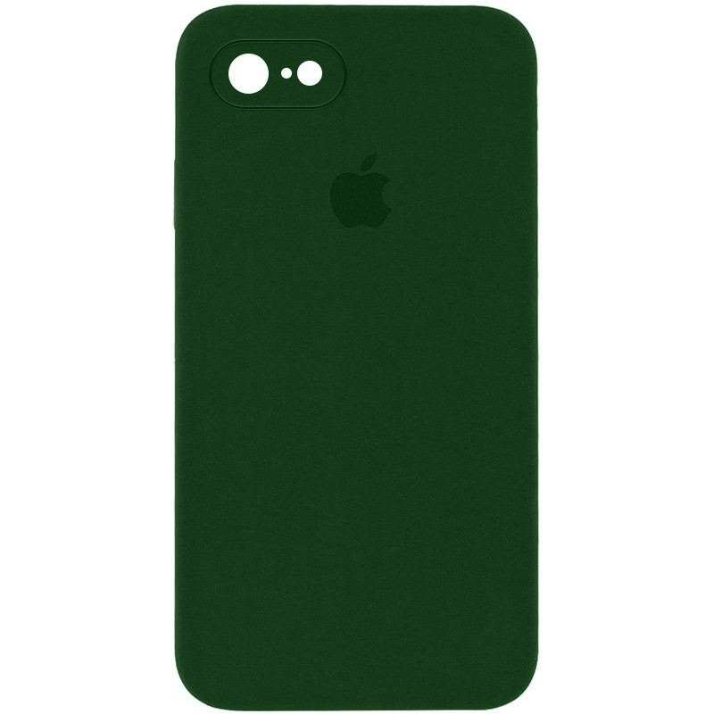 Чехол Silicone Case Square Full Camera Protective (AA) для Apple iPhone 7 / 8 / SE (2020) (4.7") (Зеленый / Army green)