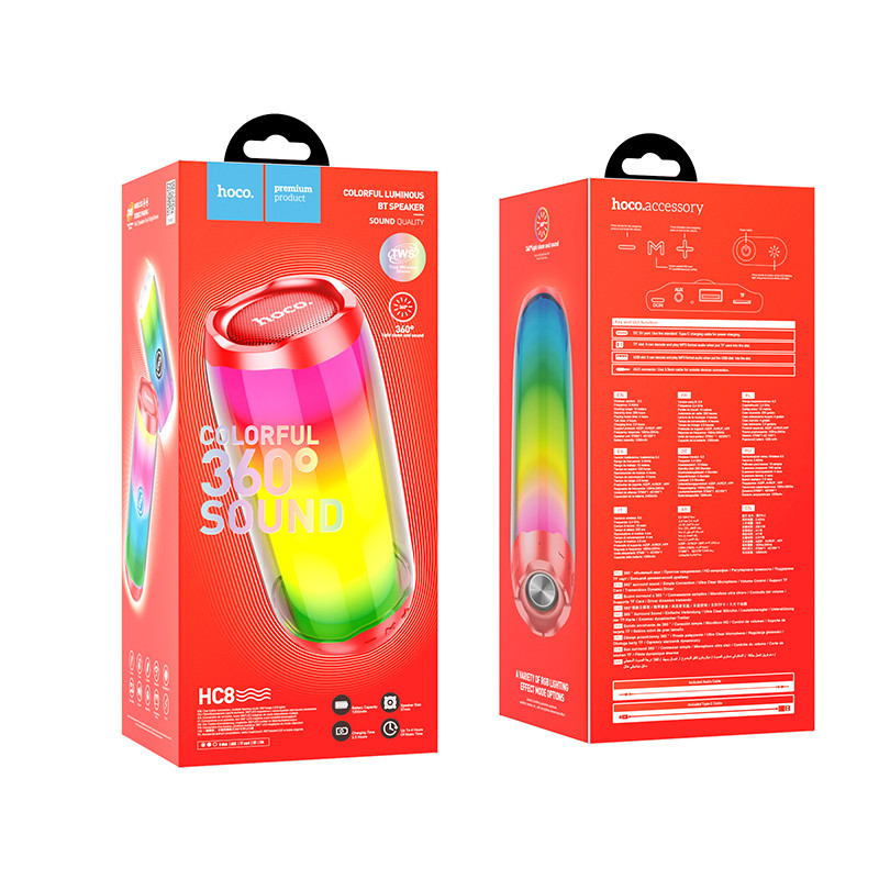 Bluetooth Колонка Hoco HC8 Pulsating colorful (Красный) в магазине vchehle.ua