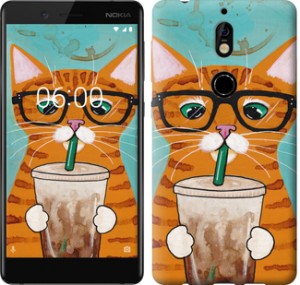 Чехол Зеленоглазый кот в очках для Nokia 7