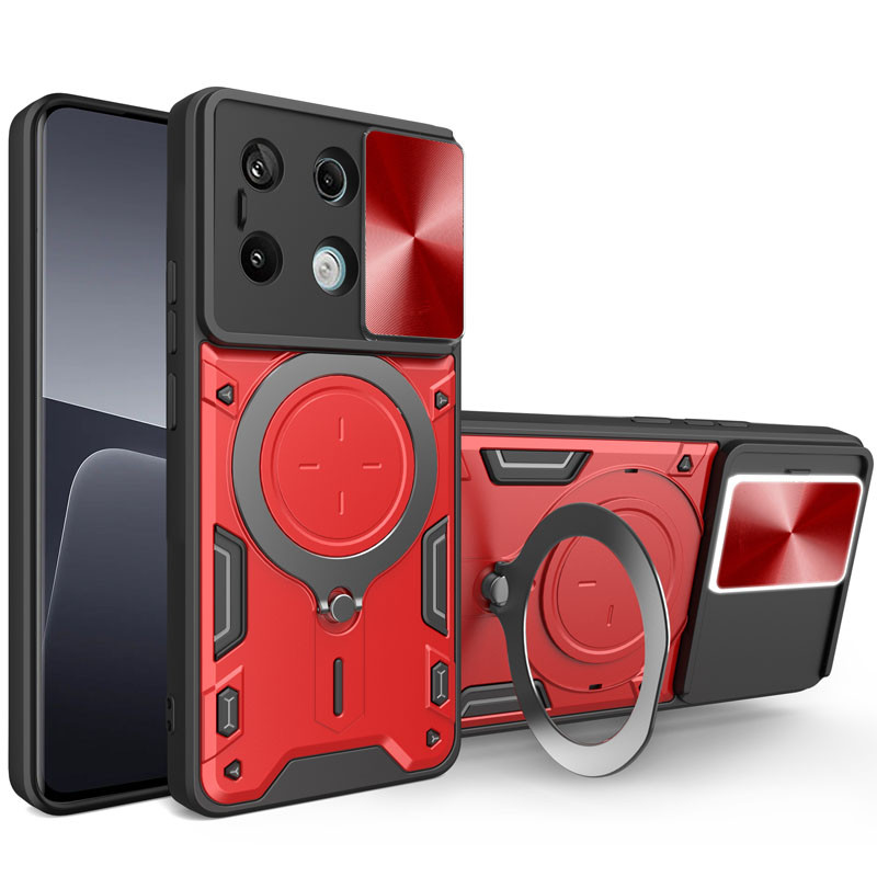 Ударопрочный чехол Bracket case with Magnetic для Xiaomi Poco X6 Pro (Red)