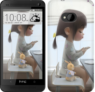 

Чехол Милая девочка с зайчиком для HTC One M7 636480