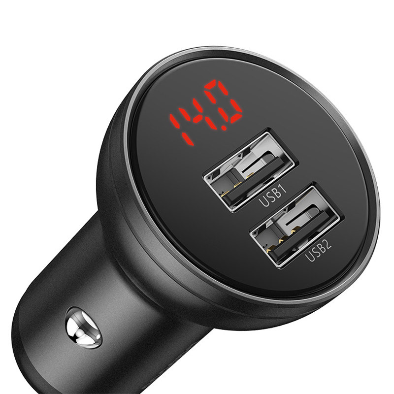 Уцінка АЗП Baseus Digital Display Dual USB 4.8A Car Charger 24W (CCBX) (Розкрита упаковка / tarnish) в магазині vchehle.ua