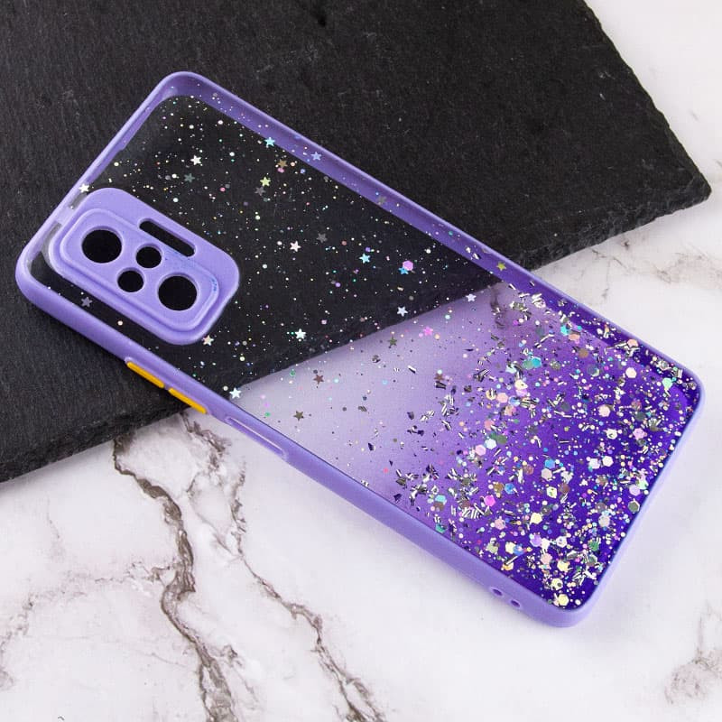 Фото TPU чохол Spangle star із захистом камери на Xiaomi Redmi Note 10 Pro / 10 Pro Max (Бузковий) на vchehle.ua