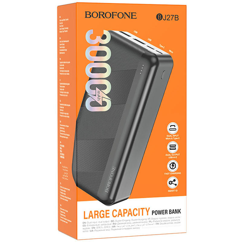 Купить Портативное ЗУ Power Bank BOROFONE BJ27B 30000 mAh (Black) на vchehle.ua