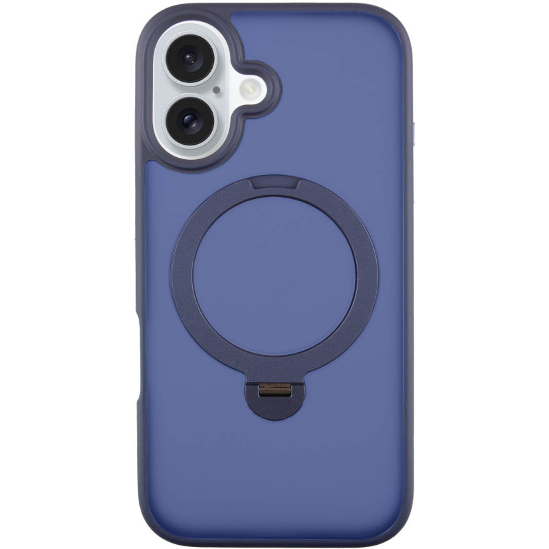 TPU+PC чохол Metal Buttons with Magnetic Safe Colorful HQ Ring для Apple iPhone 16 (6.1") (Dark Blue)