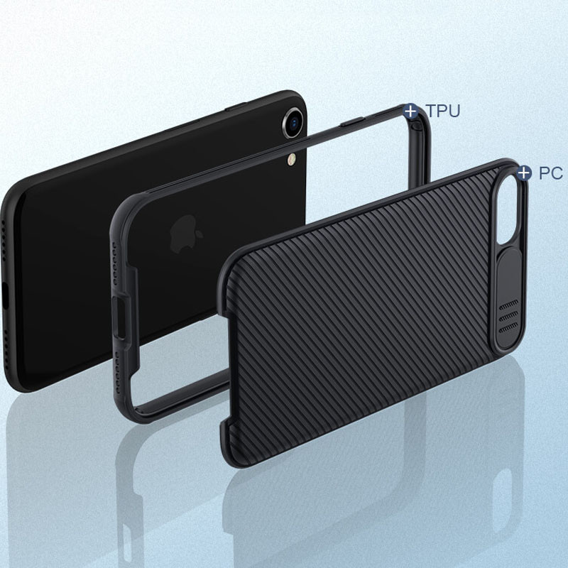 Замовити Карбонова накладка Nillkin Camshield (шторка на камеру) на Apple iPhone 7 / 8 / SE (2020) (4.7") (Чорний / Black) на vchehle.ua