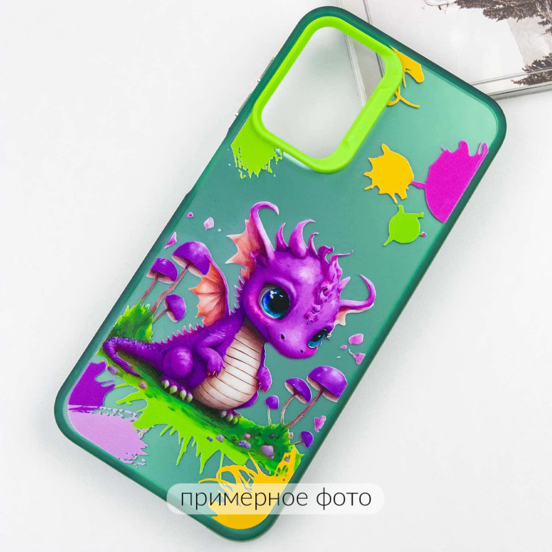 Фото TPU+PC чохол TakiTaki Graffiti magic glow на Samsung Galaxy S22 (Baby dragon / Green) в маназині vchehle.ua