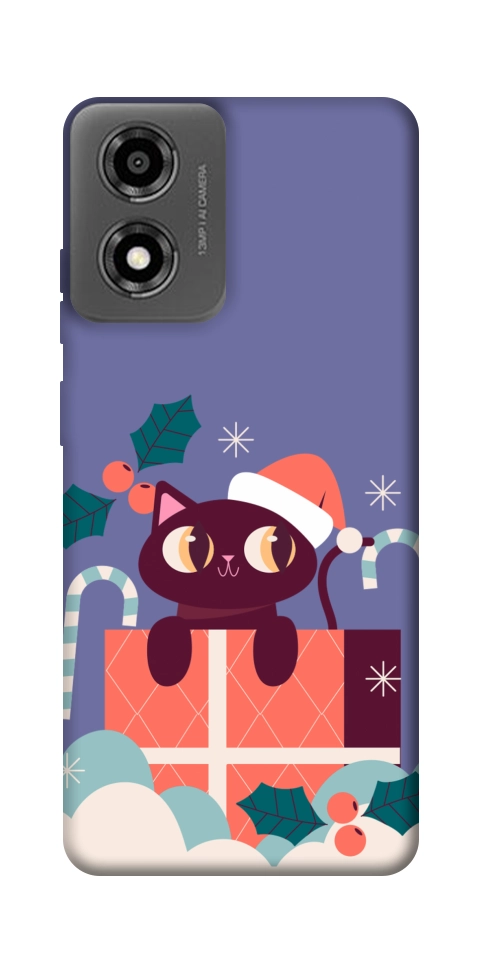 Чохол Christmas cat для Motorola Moto E14