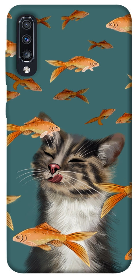 Чехол Cat with fish для Galaxy A70s