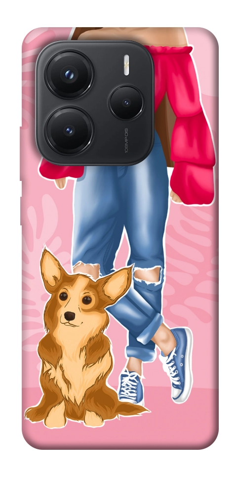 Чохол Girl and corgi для Xiaomi Redmi Note 14 5G