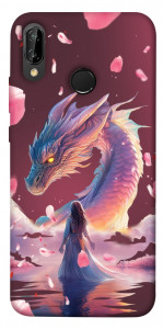 Чохол Girl and dragon для Huawei P20 Lite