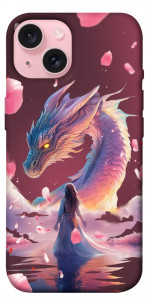 Чехол Girl and dragon для iPhone 15