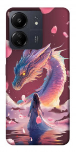 Чехол Girl and dragon для Xiaomi Redmi 13C