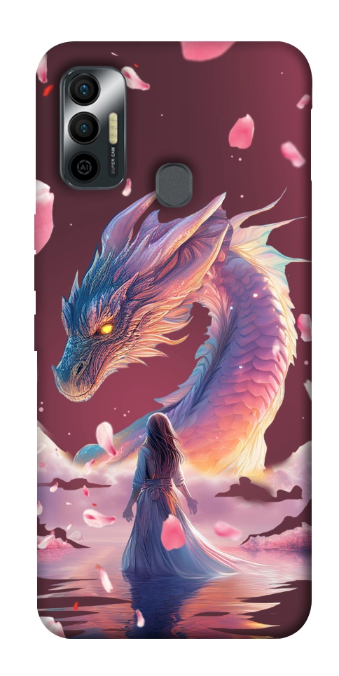 Чохол Girl and dragon для TECNO Spark 7