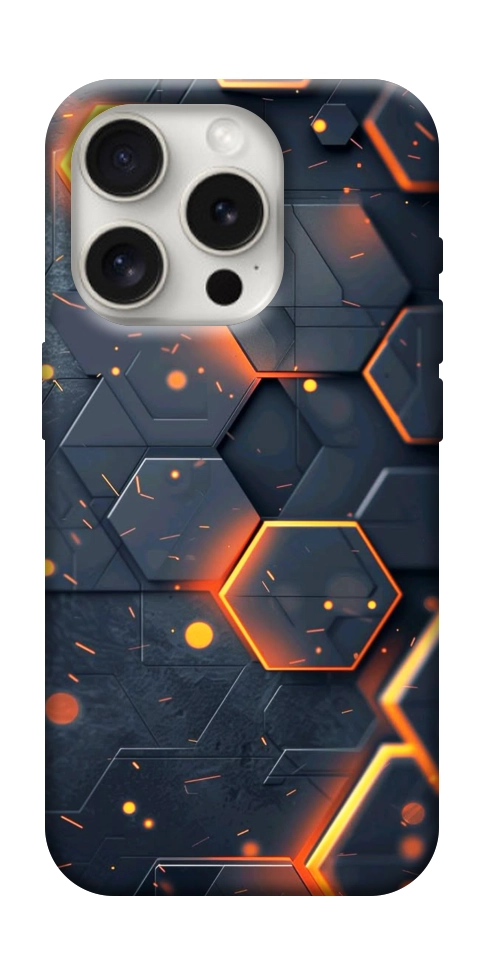 Чехол Burning hex pattern для iPhone 16 Pro