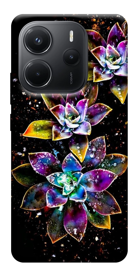 Чехол Flowers on black для Xiaomi Redmi Note 14 4G (Int. version)