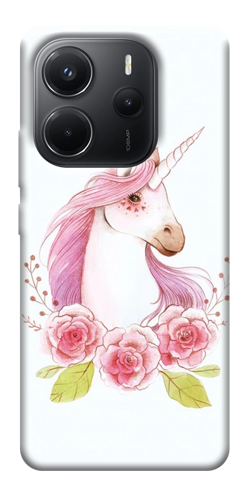 Чехол Единорог с цветами для Xiaomi Redmi Note 14 4G (Int. version)