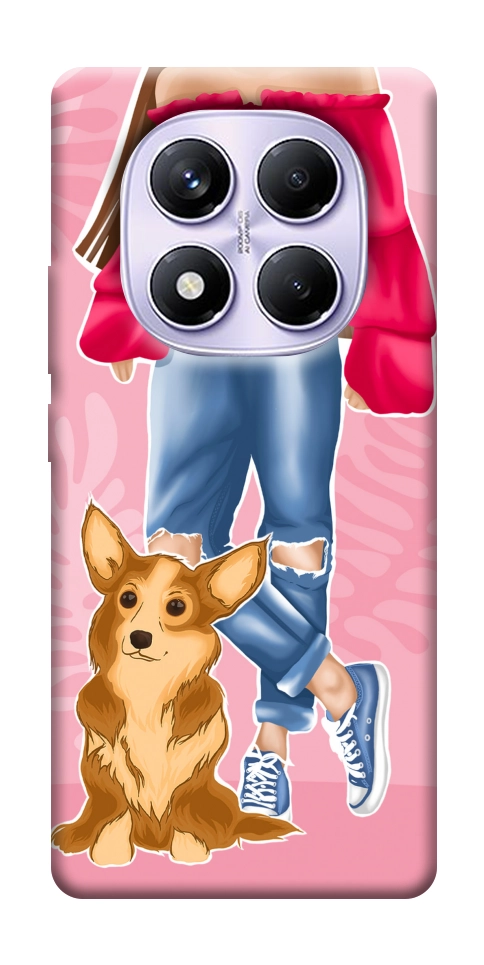 Чехол Girl and corgi для Xiaomi Redmi Note 14 Pro 4G