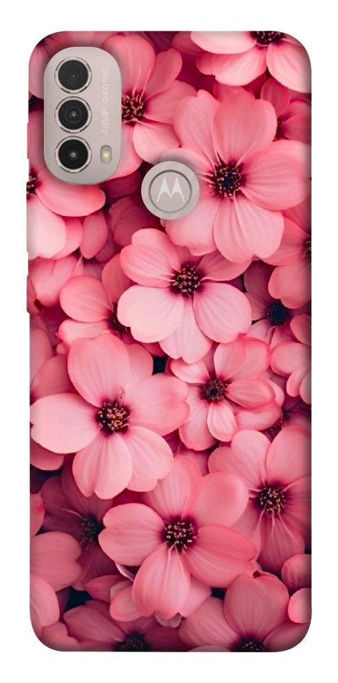 Чохол Pink flowers для Motorola Moto E40