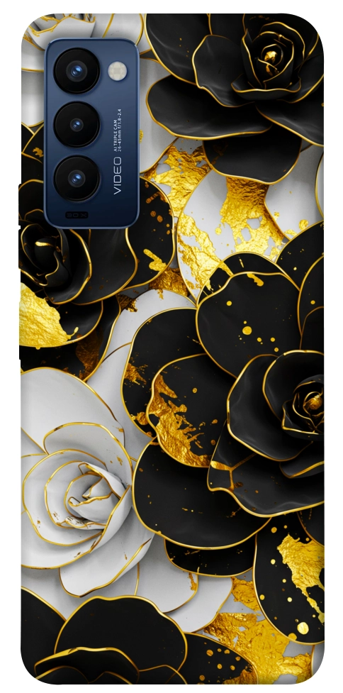 Чохол Flower black-white для TECNO Camon 18