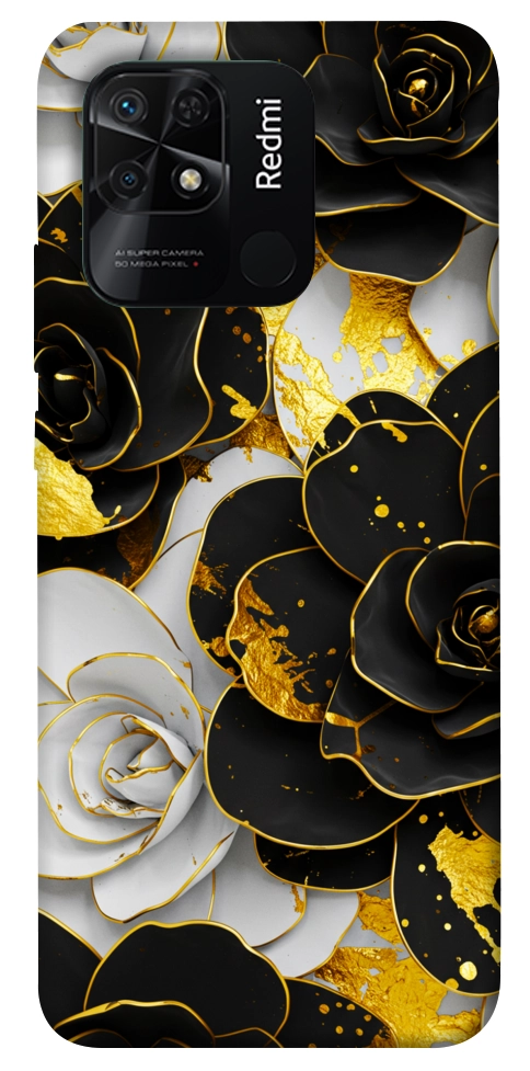 Чохол Flower black-white для Xiaomi Redmi 10C